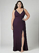 Alt View 1 Thumbnail - Aubergine Faux Wrap Criss Cross Back Maxi Dress with Adjustable Straps