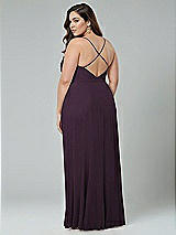 Alt View 2 Thumbnail - Aubergine Faux Wrap Criss Cross Back Maxi Dress with Adjustable Straps