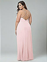 Alt View 2 Thumbnail - Ballet Pink Faux Wrap Criss Cross Back Maxi Dress with Adjustable Straps