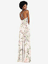 Rear View Thumbnail - Blush Garden Faux Wrap Criss Cross Back Maxi Dress with Adjustable Straps