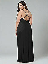 Alt View 2 Thumbnail - Black Faux Wrap Criss Cross Back Maxi Dress with Adjustable Straps