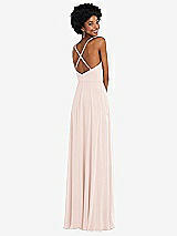 Rear View Thumbnail - Blush Faux Wrap Criss Cross Back Maxi Dress with Adjustable Straps