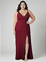 Alt View 1 Thumbnail - Burgundy Faux Wrap Criss Cross Back Maxi Dress with Adjustable Straps