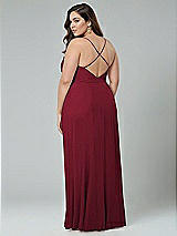 Alt View 2 Thumbnail - Burgundy Faux Wrap Criss Cross Back Maxi Dress with Adjustable Straps