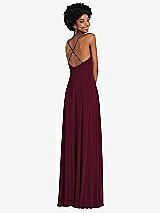 Rear View Thumbnail - Cabernet Faux Wrap Criss Cross Back Maxi Dress with Adjustable Straps