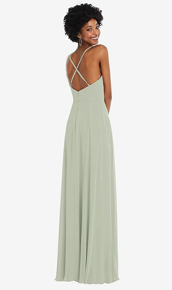 Back View - Celadon Faux Wrap Criss Cross Back Maxi Dress with Adjustable Straps