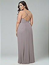 Alt View 2 Thumbnail - Cashmere Gray Faux Wrap Criss Cross Back Maxi Dress with Adjustable Straps