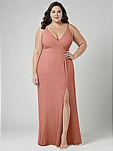 Alt View 1 Thumbnail - Desert Rose Faux Wrap Criss Cross Back Maxi Dress with Adjustable Straps