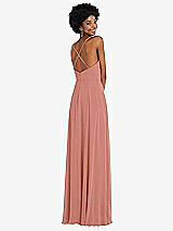 Rear View Thumbnail - Desert Rose Faux Wrap Criss Cross Back Maxi Dress with Adjustable Straps