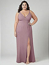 Alt View 1 Thumbnail - Dusty Rose Faux Wrap Criss Cross Back Maxi Dress with Adjustable Straps