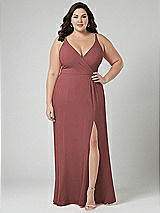 Alt View 1 Thumbnail - English Rose Faux Wrap Criss Cross Back Maxi Dress with Adjustable Straps