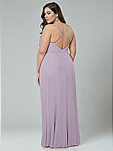 Alt View 2 Thumbnail - Lilac Haze Faux Wrap Criss Cross Back Maxi Dress with Adjustable Straps