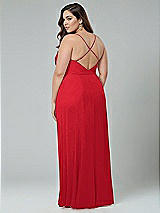 Alt View 2 Thumbnail - Parisian Red Faux Wrap Criss Cross Back Maxi Dress with Adjustable Straps