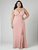 Alt View 1 Thumbnail - Rose - PANTONE Rose Quartz Faux Wrap Criss Cross Back Maxi Dress with Adjustable Straps