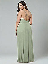 Alt View 2 Thumbnail - Sage Faux Wrap Criss Cross Back Maxi Dress with Adjustable Straps