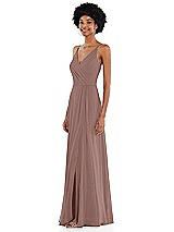 Side View Thumbnail - Sienna Faux Wrap Criss Cross Back Maxi Dress with Adjustable Straps