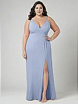 Alt View 1 Thumbnail - Sky Blue Faux Wrap Criss Cross Back Maxi Dress with Adjustable Straps