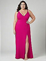 Alt View 1 Thumbnail - Think Pink Faux Wrap Criss Cross Back Maxi Dress with Adjustable Straps