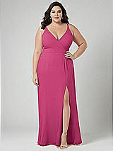 Alt View 1 Thumbnail - Tea Rose Faux Wrap Criss Cross Back Maxi Dress with Adjustable Straps