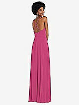 Rear View Thumbnail - Tea Rose Faux Wrap Criss Cross Back Maxi Dress with Adjustable Straps