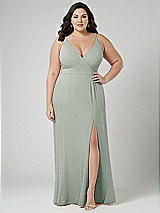 Alt View 1 Thumbnail - Willow Green Faux Wrap Criss Cross Back Maxi Dress with Adjustable Straps