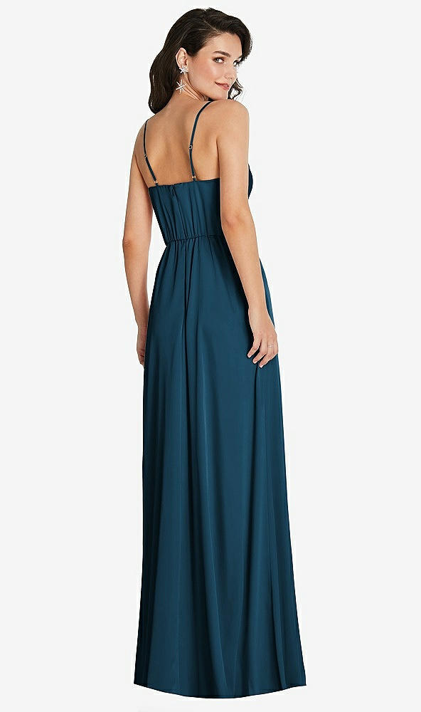 Back View - Atlantic Blue Cowl-Neck A-Line Maxi Dress with Adjustable Straps