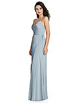 Side View Thumbnail - Mist Cowl-Neck A-Line Maxi Dress with Adjustable Straps