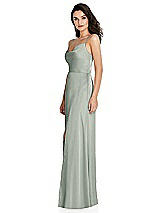 Side View Thumbnail - Willow Green Cowl-Neck A-Line Maxi Dress with Adjustable Straps