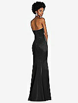 Rear View Thumbnail - Black Strapless Princess Line Lux Charmeuse Mermaid Gown