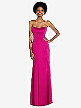 Front View Thumbnail - Think Pink Strapless Princess Line Lux Charmeuse Mermaid Gown