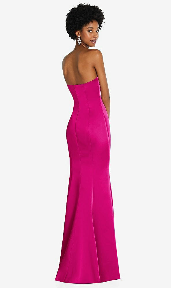 Back View - Think Pink Strapless Princess Line Lux Charmeuse Mermaid Gown