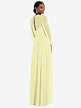 Rear View Thumbnail - Butter Yellow Strapless Chiffon Maxi Dress with Puff Sleeve Blouson Overlay 