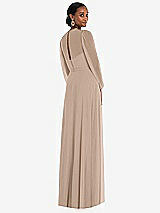 Rear View Thumbnail - Topaz Strapless Chiffon Maxi Dress with Puff Sleeve Blouson Overlay 