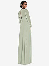 Rear View Thumbnail - Celadon Strapless Chiffon Maxi Dress with Puff Sleeve Blouson Overlay 