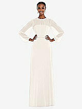 Alt View 1 Thumbnail - Ivory Strapless Chiffon Maxi Dress with Puff Sleeve Blouson Overlay 