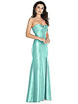 Side View Thumbnail - Coastal Bow Cuff Strapless Princess Waist Trumpet Gown