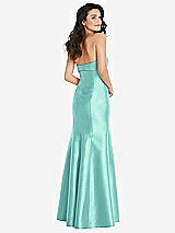 Rear View Thumbnail - Coastal Bow Cuff Strapless Princess Waist Trumpet Gown