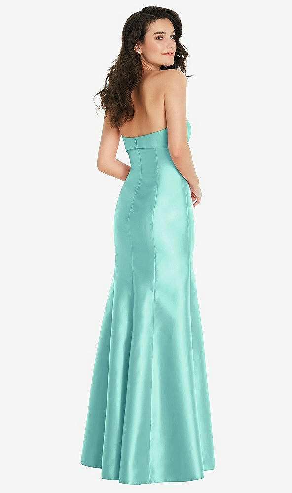 Back View - Coastal Bow Cuff Strapless Princess Waist Trumpet Gown