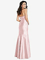 Rear View Thumbnail - Ballet Pink Bow Cuff Strapless Princess Waist Trumpet Gown