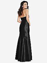 Rear View Thumbnail - Black Bow Cuff Strapless Princess Waist Trumpet Gown