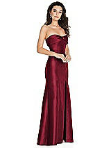 Side View Thumbnail - Burgundy Bow Cuff Strapless Princess Waist Trumpet Gown