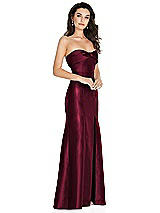 Side View Thumbnail - Cabernet Bow Cuff Strapless Princess Waist Trumpet Gown