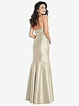 Rear View Thumbnail - Champagne Bow Cuff Strapless Princess Waist Trumpet Gown