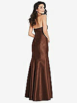 Rear View Thumbnail - Cognac Bow Cuff Strapless Princess Waist Trumpet Gown