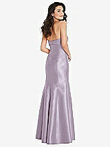 Rear View Thumbnail - Lilac Haze Bow Cuff Strapless Princess Waist Trumpet Gown