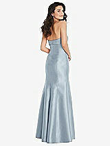 Rear View Thumbnail - Mist Bow Cuff Strapless Princess Waist Trumpet Gown