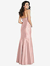 Rear View Thumbnail - Rose - PANTONE Rose Quartz Bow Cuff Strapless Princess Waist Trumpet Gown