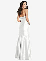 Rear View Thumbnail - White Bow Cuff Strapless Princess Waist Trumpet Gown