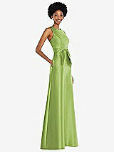 Side View Thumbnail - Mojito Jewel-Neck V-Back Maxi Dress with Mini Sash