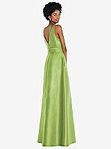 Rear View Thumbnail - Mojito Jewel-Neck V-Back Maxi Dress with Mini Sash